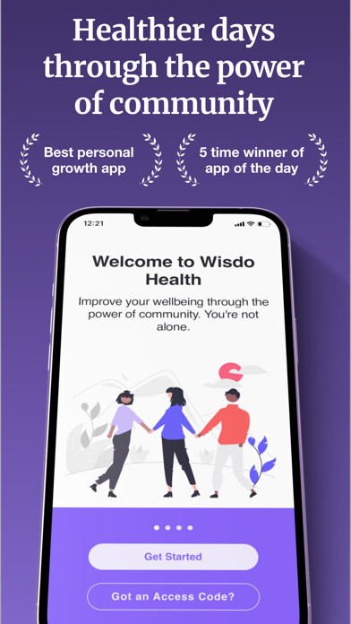Emulate iPhone app Wisdo: Mental Health & Support using MyAndroid