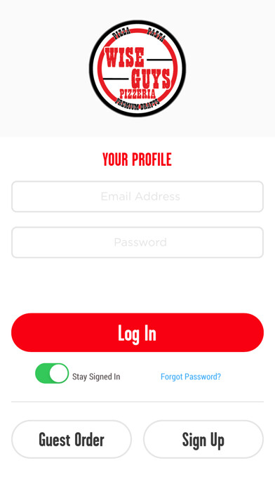 Emulate iPhone app Wise Guys Pizzeria using MyAndroid