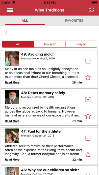 Emulate iPhone app Wise Traditions Podcast using MyAndroid