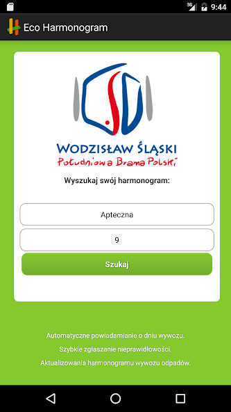 Run android online APK Wodz. Śl. - Harmonogram wywozu from MyAndroid or emulate Wodz. Śl. - Harmonogram wywozu using MyAndroid