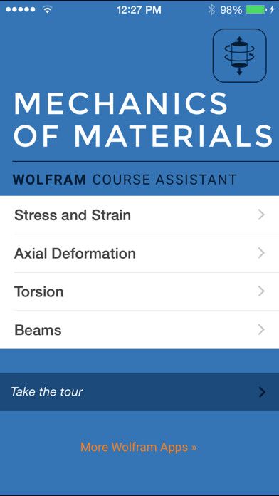 Emulate iPhone app Wolfram Mechanics of Materials Course Assistant using MyAndroid