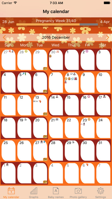 Emulate iPhone app WomanLog Pregnancy Pro using MyAndroid