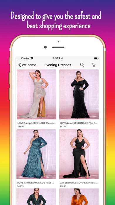 Emulate iPhone app Women plus size clothing shop using MyAndroid
