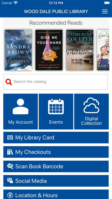 Emulate iPhone app Wood Dale Public Library App using MyAndroid