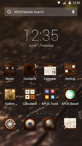 Emulate Android APK Wooden-APUS Launcher theme Emulate Android APK Wooden-APUS Launcher theme