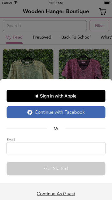 Emulate iPhone app Wooden Hanger Boutique using MyAndroid