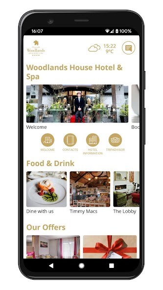 Emulate iPhone app Woodlands House Hotel using MyAndroid