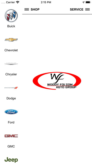 Emulate iPhone app Woody Folsom Auto Group using MyAndroid