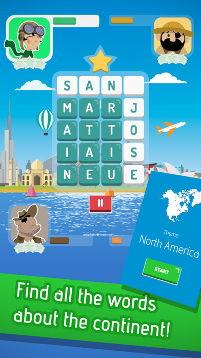 Emulate iPhone app Word 4 word: Finder of Cities using MyAndroid