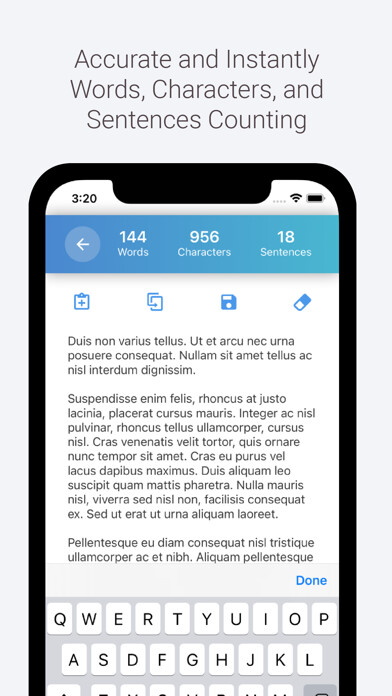 Emulate iPhone app Word and Character Counter using MyAndroid