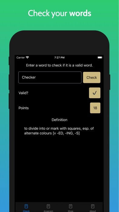 Emulate iPhone app Word Checker using MyAndroid