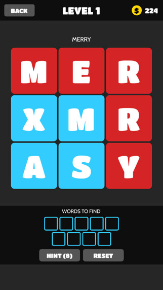Emulate iPhone app Word Crush - Christmas Brain Puzzles Free by Mediaflex Games using MyAndroid