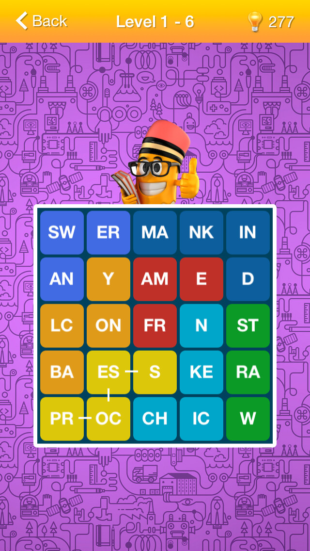 Emulate iPhone app Worders: Word Parts - new word search puzzle game, find, gather and guess words on the field using MyAndroid