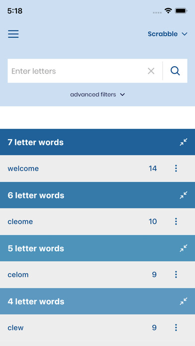 Emulate iPhone app WordFinder: Unscramble words using MyAndroid Emulate iPhone app WordFinder: Unscramble words using MyAndroid