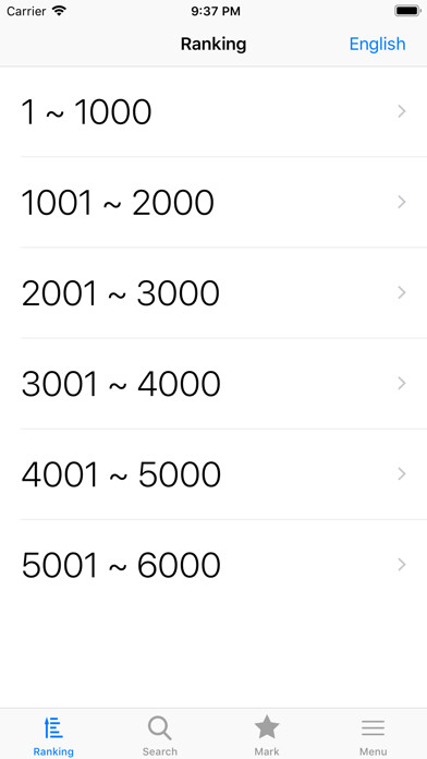 Emulate iPhone app Word Frequency Ranking using MyAndroid
