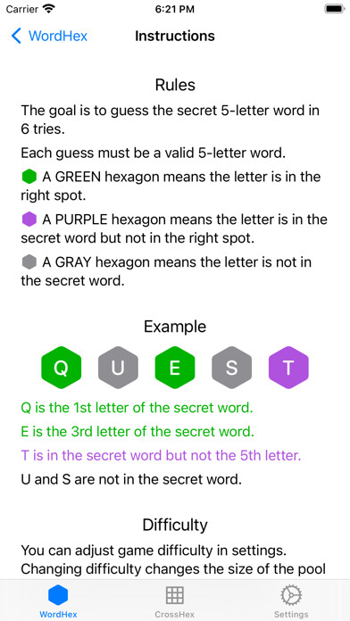 Emulate iPhone app WordHex: 1 Secret, 6 Guesses using MyAndroid Emulate iPhone app WordHex: 1 Secret, 6 Guesses using MyAndroid