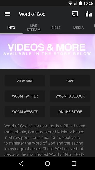 Emulate iPhone app Word of God Ministries using MyAndroid