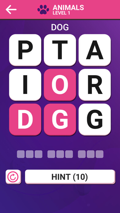 Emulate iPhone app Word Search Pro - A fun brain using MyAndroid