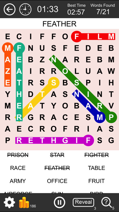 Emulate iPhone app Word Search Pro words finder Puzzle using MyAndroid