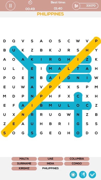 Emulate iPhone app Word Search Puzzle Pack using MyAndroid