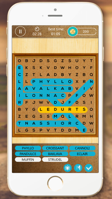 Emulate iPhone app Word Search Puzzles - Find Hidden Words Puzzle, Crossword Bubbles Free Game using MyAndroid
