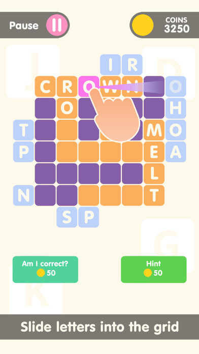Emulate iPhone app Word Slide Crosswords using MyAndroid