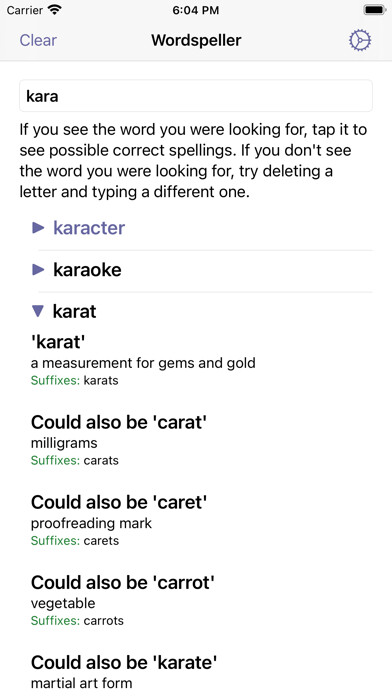 Emulate iPhone app Wordspeller ESL Dictionary using MyAndroid