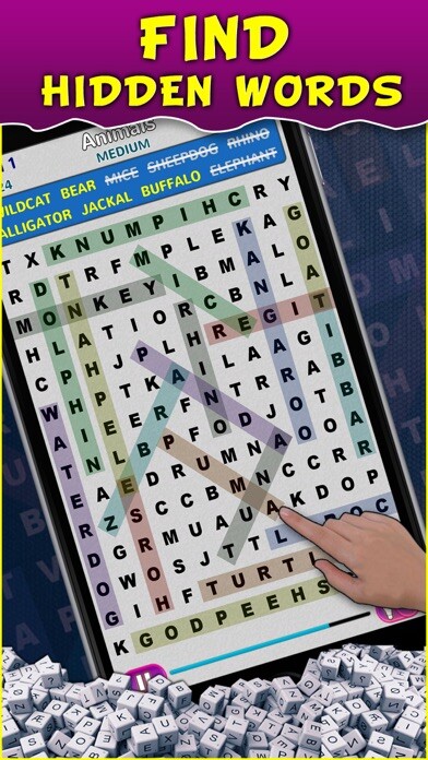 Emulate iPhone app Words Search Free using MyAndroid