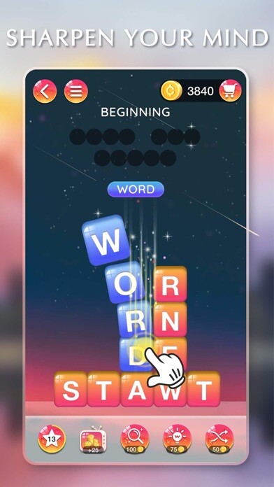Emulate iPhone app Word Sweeper-Search Puzzle using MyAndroid