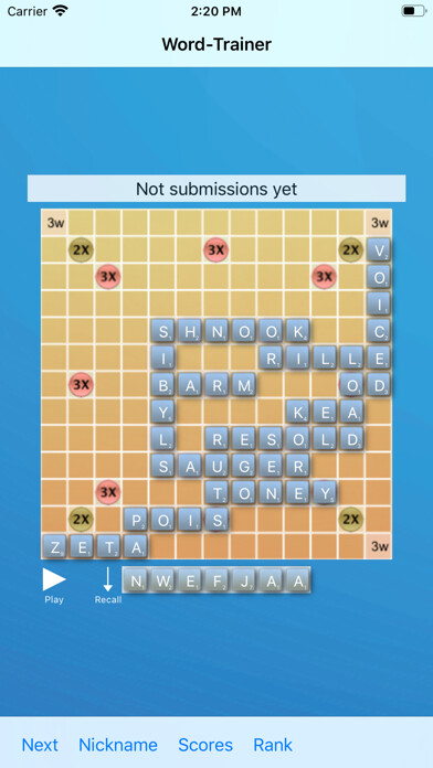 Emulate iPhone app Word-Trainer using MyAndroid