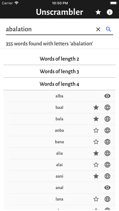Emulate iPhone app Word Unscrambler/Finder using MyAndroid