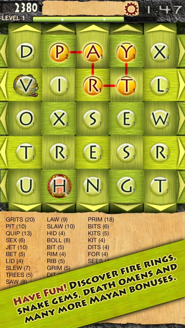 Emulate iPhone app WordWeaver: Mayan Legends using MyAndroid
