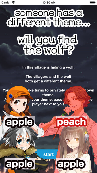 Emulate iPhone app WordWolf - Werewolf game using MyAndroid Emulate iPhone app WordWolf - Werewolf game using MyAndroid