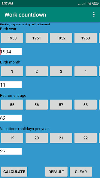 Run android online APK Work countdown from MyAndroid or emulate Work countdown using MyAndroid