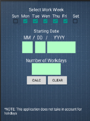 Emulate Android APK Workday Calculator Emulate Android APK Workday Calculator