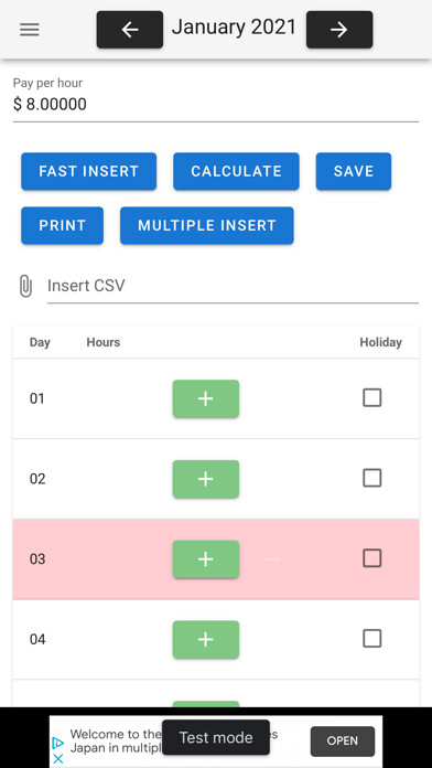Emulate iPhone app Worked Hours using MyAndroid