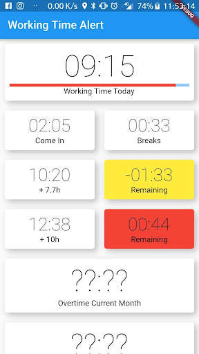 Run android online APK Working Time Alert from MyAndroid or emulate Working Time Alert using MyAndroid