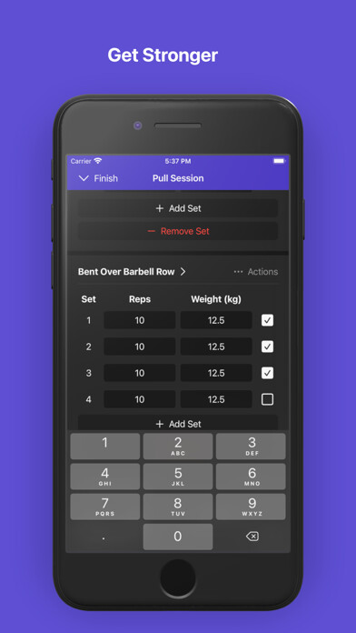 Emulate iPhone app Workout Plan Bot - Workout Log using MyAndroid