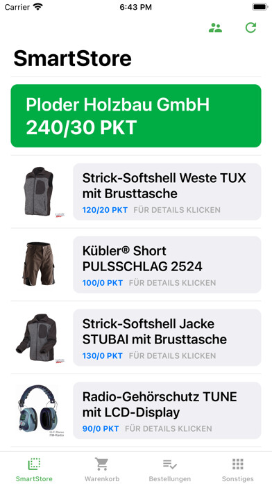 Emulate iPhone app workwear4you SmartStore using MyAndroid