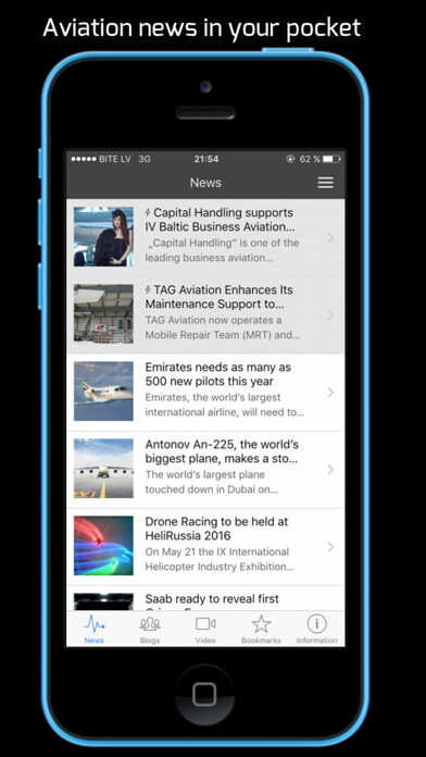 Emulate iPhone app World Aviation News using MyAndroid