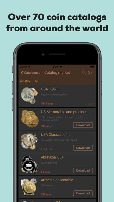 Emulate iPhone app World coins (aguru.pro) using MyAndroid