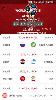 Emulate Android APK World Cup 2018 - Fixtures  Live scores