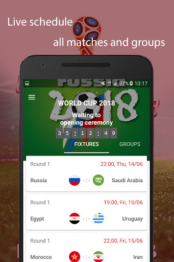 Emulate Android APK World Cup 2018 Live scores  Fixtures