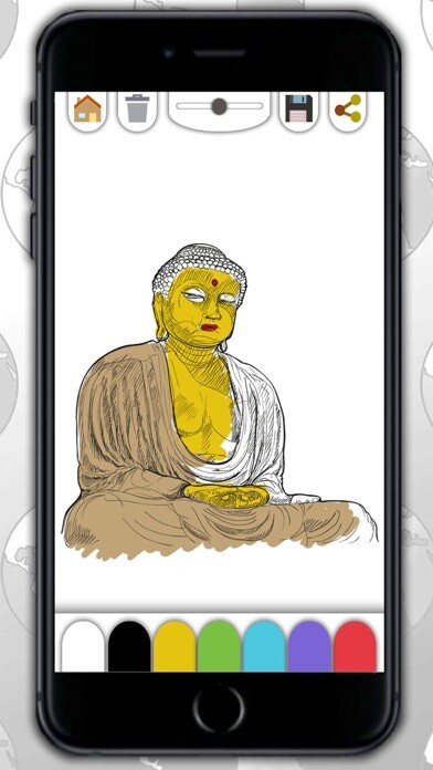 Emulate iPhone app World drawings in coloring book for Adults using MyAndroid