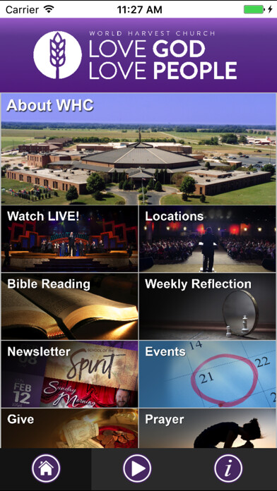 Emulate iPhone app World Harvest Church using MyAndroid