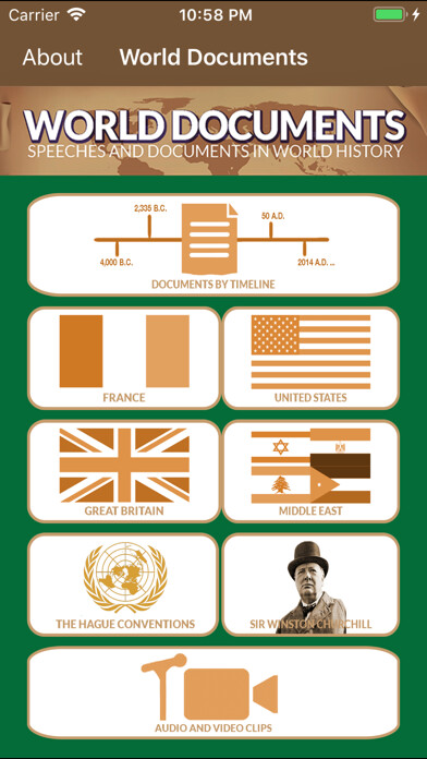 Emulate iPhone app World History Documents using MyAndroid