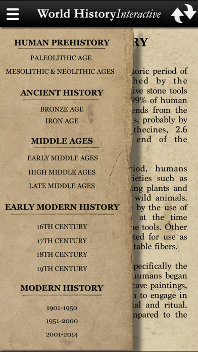 Emulate iPhone app World History Interactive Timeline using MyAndroid