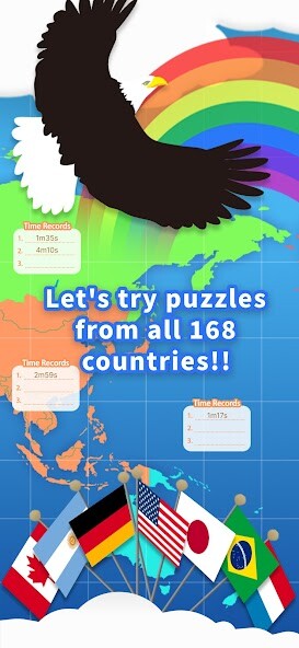 Emulate iPhone app World Map Puzzle 168 Countries using MyAndroid