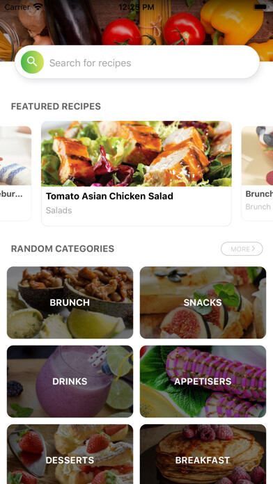 Emulate iPhone app World Recipes - healthy food using MyAndroid