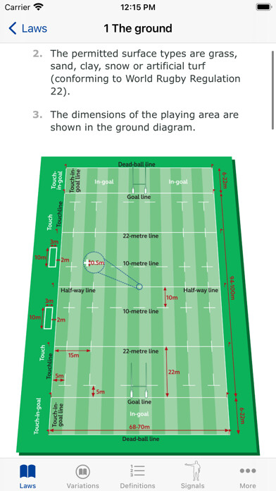 Emulate iPhone app World Rugby Laws of Rugby using MyAndroid